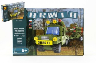 Stavebnice Dromader Vojáci Auto 22505 249ks v krabici 32x21,5x5cm