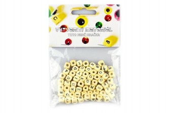 Korálky dřevěné abeceda, 60ks v sáčku 10x16cm