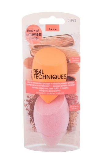 Real Techniques Sponges houbička na tekutý make-up Miracle Complexion Sponge 1 ks + houbička na pudrový make-up Miracle Powder Sponge 1 ks