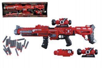 Pistole samopal plast 75cm na pěnové náboje 20ks na baterie v krabici