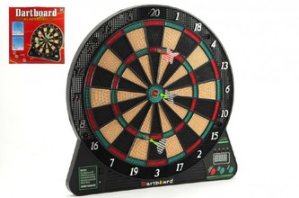 Terč 42cm + 6 šipek plast na baterie se zvukem v krabici 44x44x4xcm