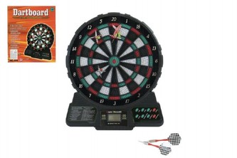 Terč 30cm + 6 šipek plast na baterie se zvukem v krabici