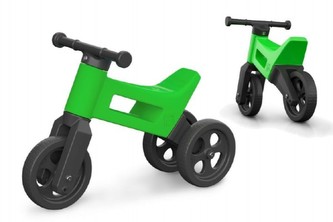 Odrážedlo FUNNY WHEELS 2v1 zelené výška sedadla nastavitelná 27/30cm nosnost 50kg 18m+