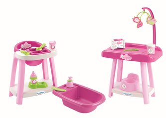 Nursery židlička, vanička a přebalovací pult pro panenky Nursery židlička, vanička a přebalovací pult pro panenky