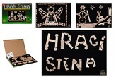 Hrací stěna 125 dílů stavebnice 70x50cm na suchý zip dřevo v krabici