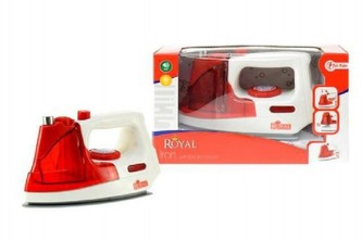 Žehlička plast 19cm na baterie se zvukem se světlem v krabici