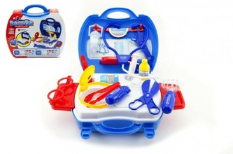 Sada doktor plast 20ks doplňky na baterie 3ks se zvukem se světlem v kufříku