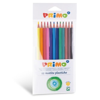 Pastelky plastové, šestihranné PRIMO, tuha Ø 2,9mm, 12ks, plastový obal