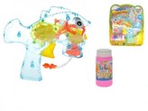 Pistole bublifuk plast 17cm + náplň 2ks na baterie se světlem na kartě