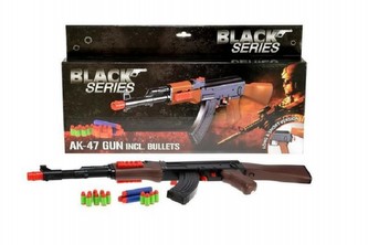 Samopal na pěnové náboje plast 62cm AK-47 v krabici Black series