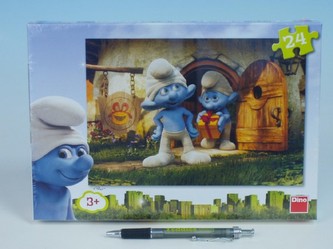 Puzzle Šmoulové 26,4x18,1cm 24 dílků v krabici 27x19x3,5cm