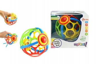 Chrastítko koule s kuličkami plast průměr 15cm se zvukem v krabici