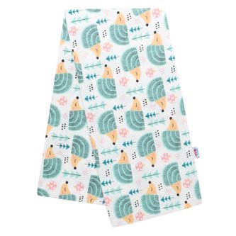 Flanelová plena s potiskem New Baby bílá ježek tyrkysový