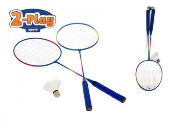 Badmintonové rakety 2ks kov s košíčkem 63cm v síťce