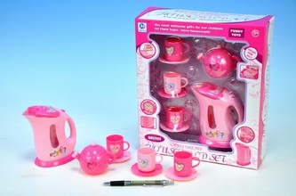 Nádobí - Čajová souprava s rychlovarnou konvicí 12cm na baterie se zvukem se světlem v krabici