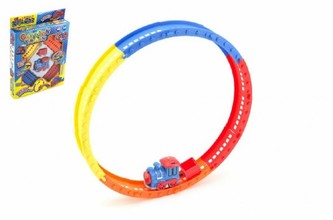 Vlak/Vláček s kolejemi 5cm + 12ks kolejí plast na baterie v krabici