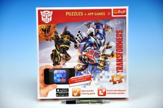 Puzzle s aplikací Transformers 41x27,8cm 80 dílků v krabici 26x26x4cm