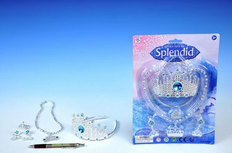 Korunka+náušnice set šperků plast na kartě karneval