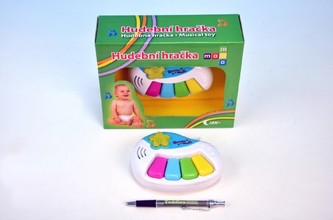 Piánko plast Maamaa 13cm na baterie 2xAA se zvukem v krabičce od 18 měsíců