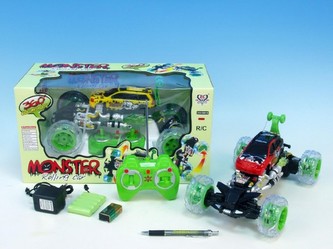 Auto RC rotační 30cm na vysílačku na baterie s adaptérem s dobíjecím packem se světlem se zvukem 3b