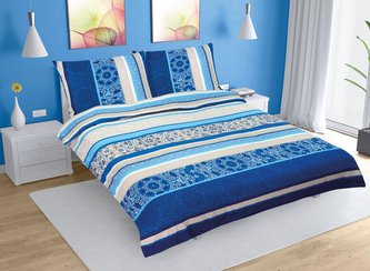 Povlečení krepové na dvoudeku - modrý orient - 1x 200x200, 2ks 70x90 cm