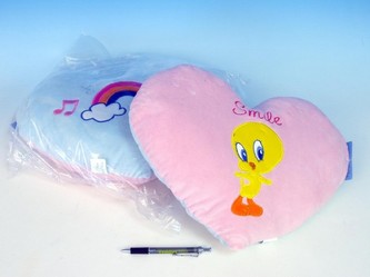 Polštář plyšové srdce 40cm Baby Tweety 0m+ v sáčku