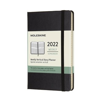 Moleskine Vertikální týdenní diář 2022 tvrdý černý S