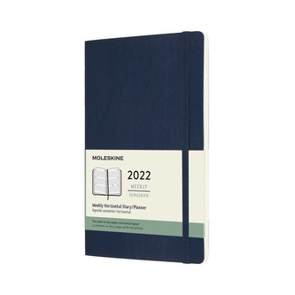 Moleskine Horizontální týdenní diář 2022 měkký modrý L