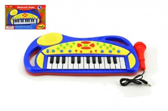 Piánko s mikrofonem plast 38cm na baterie v krabici