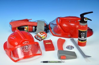 Přilba hasičská s doplňky plast 30x21cm v síťce