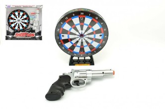 Pistole laserová+terč plast 22cm na baterie se světlem se zvukem