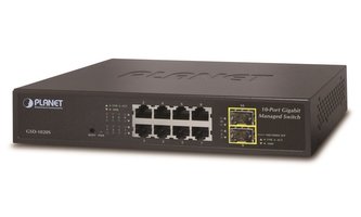 Planet GSD-1020S switch 8x 1000B-T, 2x SFP 100/1000B-X, SNMPv3, VLAN, QoS, STP/RSTP, IGMPv3, IPv6, fanless