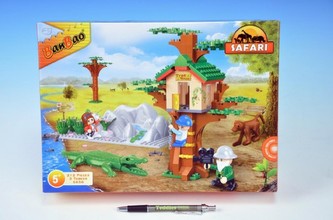 Stavebnice BanBao Safari stromový domeček 212ks + 3 figurky v krabici