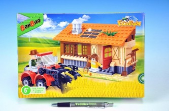 Stavebnice BanBao Farma domeček s kombajnem 162ks + 2 figurky v krabici