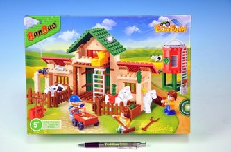 Stavebnice BanBao Farma se silem 328ks + 3 figurky v krabici