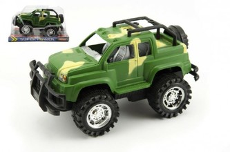 Auto vojenské plast 21cm na setrvačník v krabici