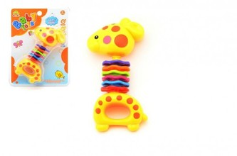 Chrastítko žirafa plast na kartě od 3 měsíců