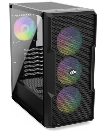 SilentiumPC skříň MidT Regnum RG6V EVO TG ARGB / 2x USB 3.0 / 4x 120mm ARGB fan / tvrzené sklo / černá