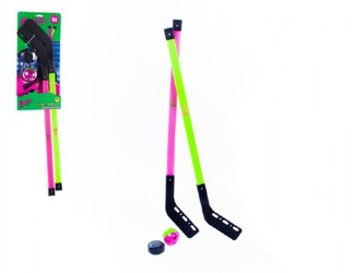 Hokejka pozemní plast 78cm 2ks + florbalový míček + puk na kartě