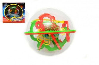 Hlavolam Bludiště koule 3D 100 kroků plast 17cm v krabici