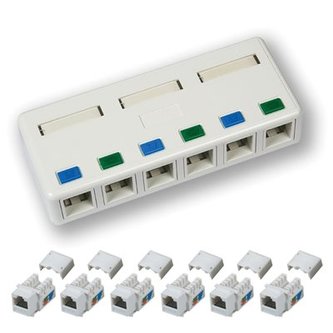 DATACOM Datová zásuvka UTP CAT5E 6xRJ45 na omítku bílá