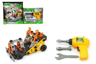 Stavebnice Variant plast 118ks + Šroubovák na baterie s doplňky nářadí v krabici 22x43x10cm