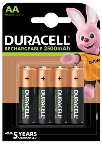 Dobíjecí baterie, AA, 4 x 2500 mAh, DURACELL