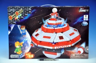 Stavebnice BanBao Vesmírná loď na baterie se světlem 682ks + 4 figurky v krabici 53x35x7cm
