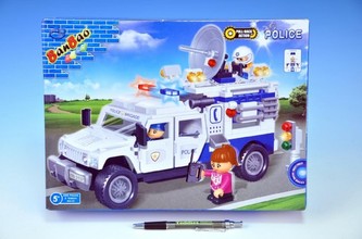 Stavebnice BanBao Auto Policejní hlídka Policie 290ks + 3 figurky v krabici 33x24x7cm