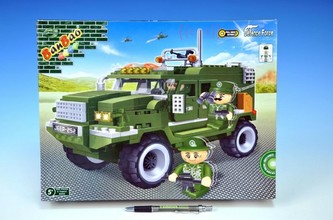 Stavebnice BanBao Auto Humvee na zpětné natažení 290ks + 3 figurky v krabici 37,5x28,5x6,5cm