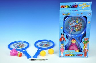 Tenisová sada Čtyřlístek 2ks pálky 32cm s košíčkem a míčky v krabici