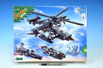 Stavebnice Banbao Vrtulník, vozidlo, vznášedlo 3v1 295ks + 1 figurkva v krabici 37,5x28,5x6,5