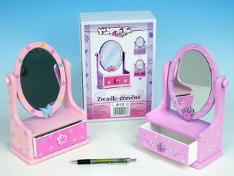 Zrcadlo šperkovnice zásuvka dřevo 16,2x24,2x8,5cm 3 barvy v krabici