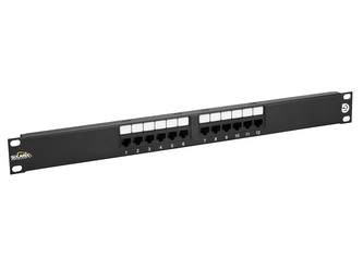 Solarix 19\" Patch panel 12 x RJ45 CAT5E UTP 150 MHz černý 1U, SX12-5E-UTP-BK
